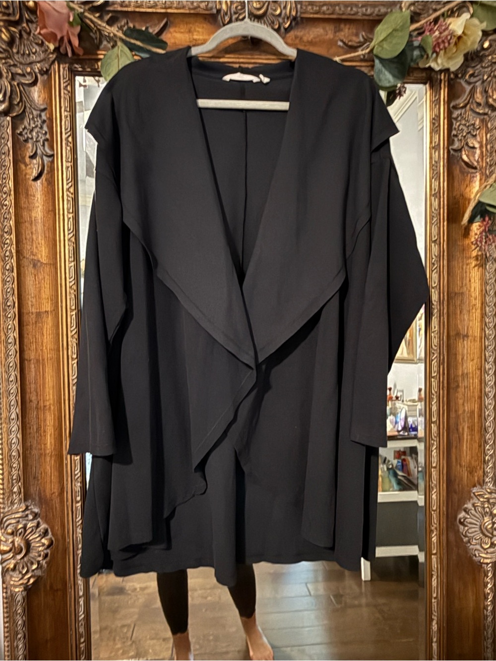 Soft Surroundings Black Draped Open-Front Women's Sweater Cardigan